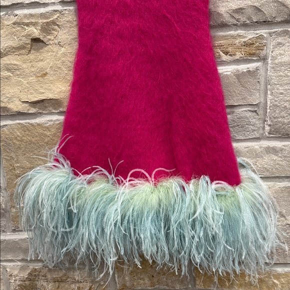 Saint Laurent Mohair Mini Dress with Ostrich Feather Hem -Size S - Picture 4 of 12